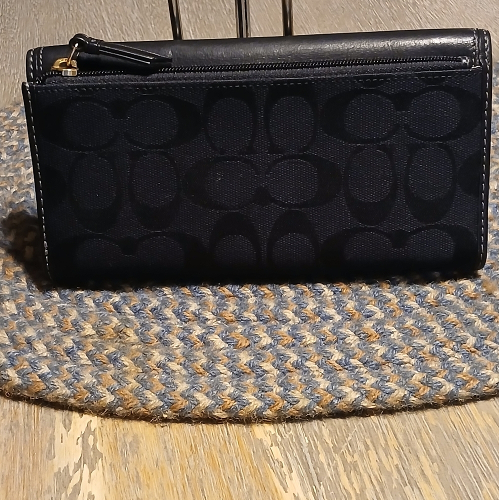 Coach Bleecker Black Signature & Leather Wallet - Picture 2 of 7